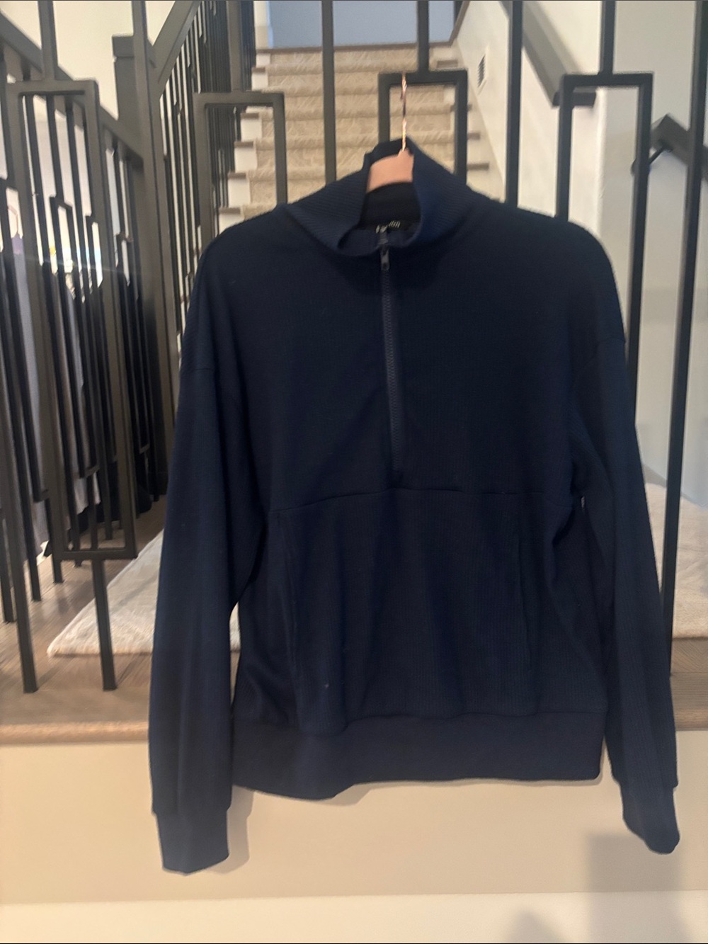 Men's Navy Half-Zip Sweater - Unbranded